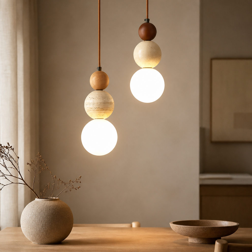 Cream-Style Stone Pendant Chandelier