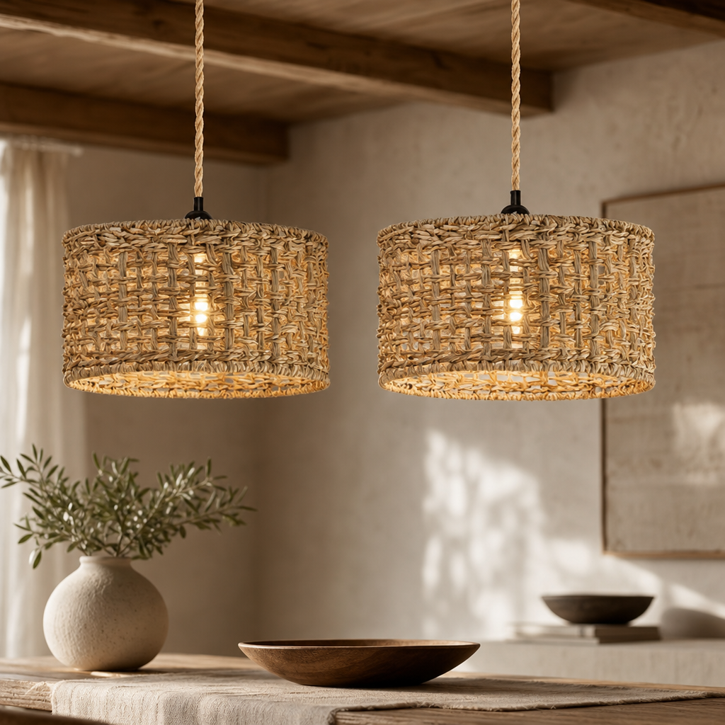 Retro Rattan Pendant Chandelier