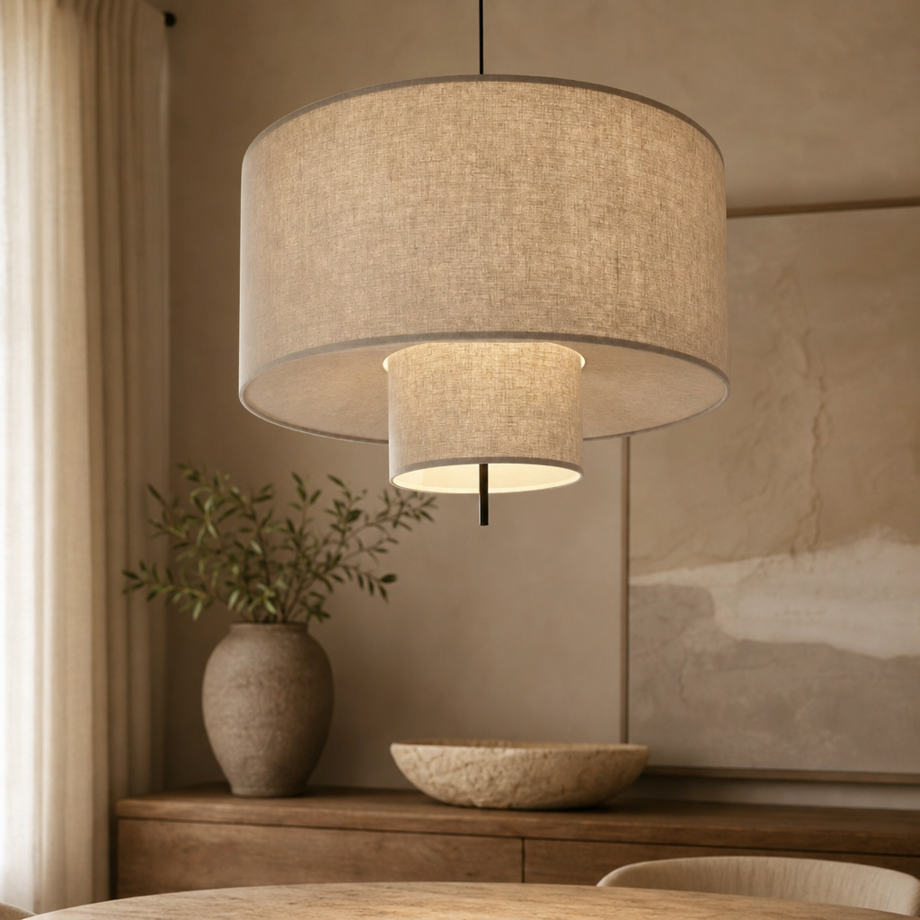 Wabi-Sabi Fabric Arc Pendant Lamp