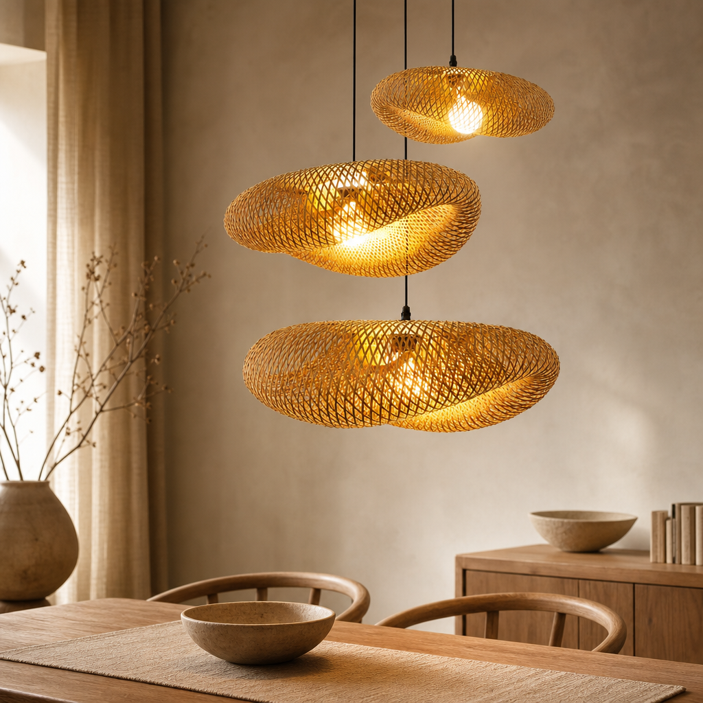 Nordic Rattan Pendant Chandelier
