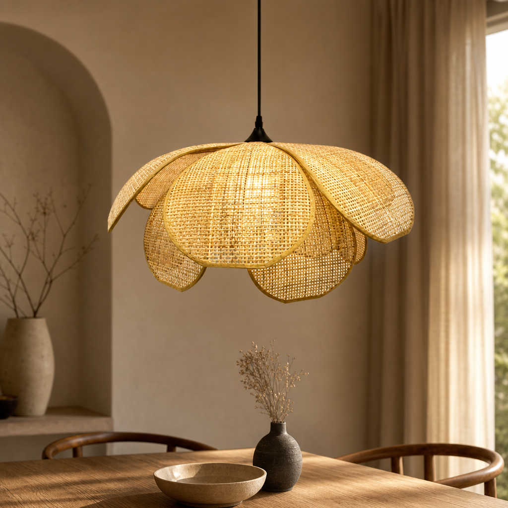 Japanese Rattan Pendant Chandelier