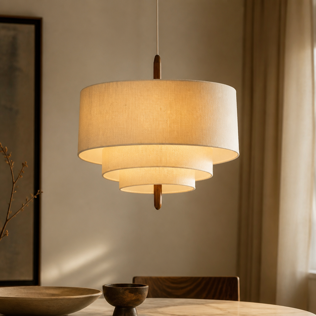 Wabi-Sabi Fabric Arc Pendant Lamp
