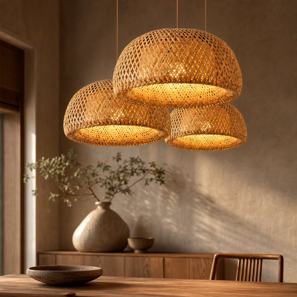 Retro Rattan Pendant Chandelier