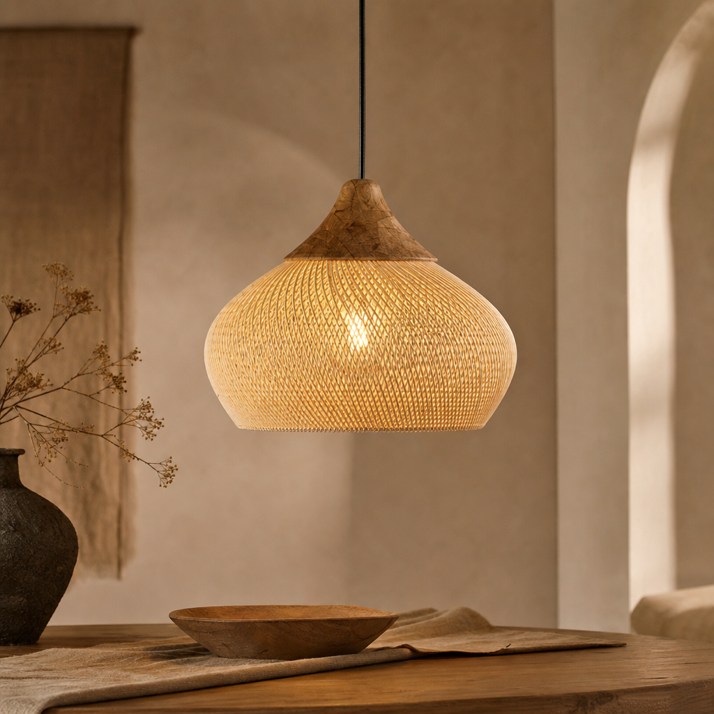 Wabi-Sabi Rattan Pendant Chandelier