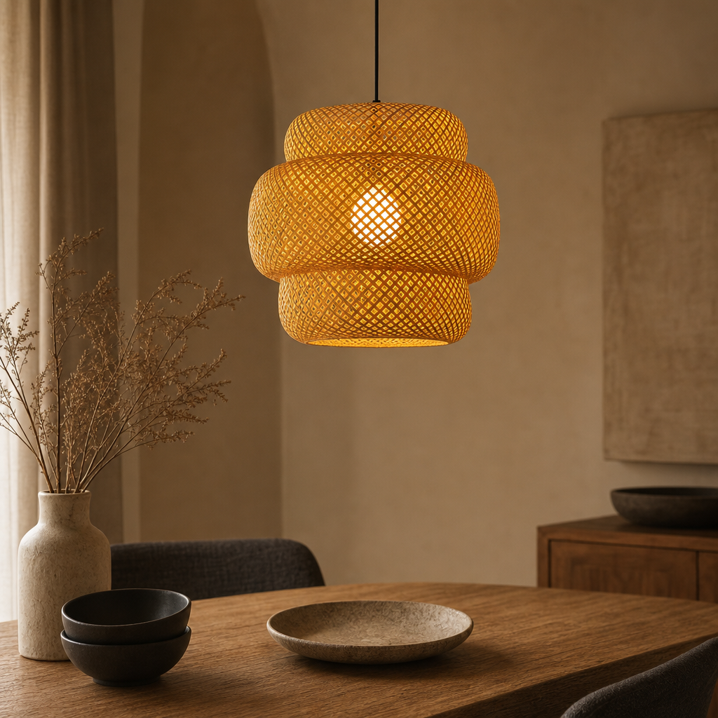 Vintage Rattan Pendant Chandelier