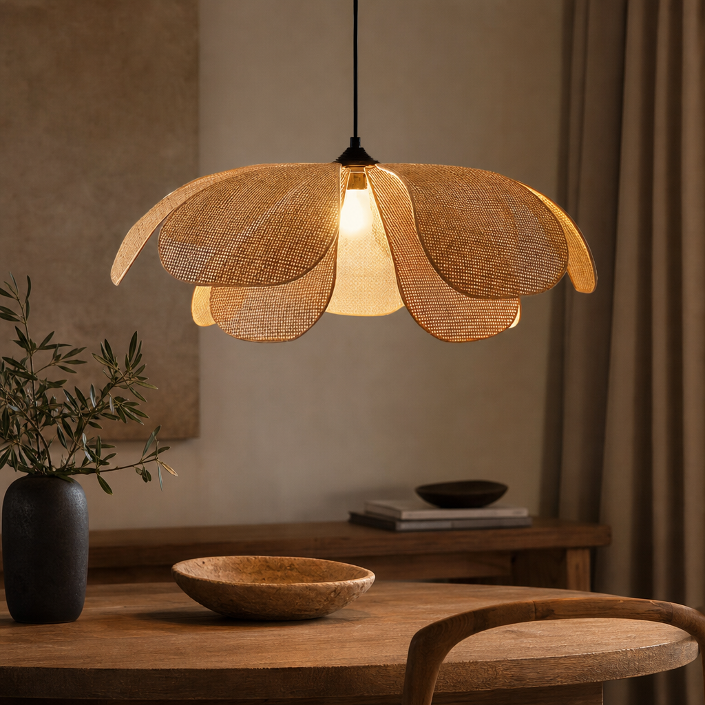 Japanese Rattan Pendant Chandelier