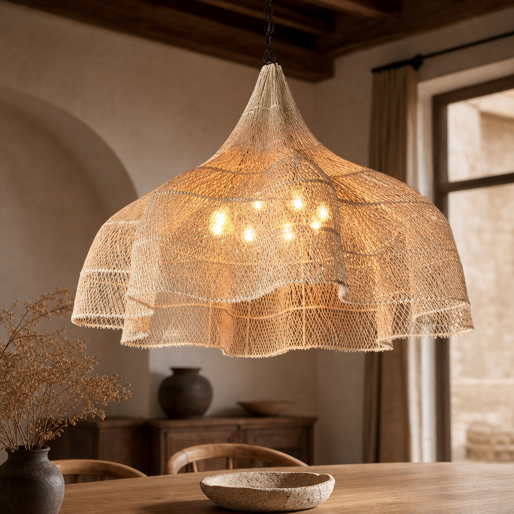 Wabi-Sabi Rattan Pendant Chandelier