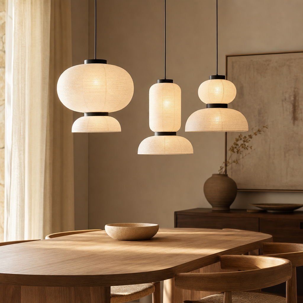 Wabi-Sabi Paper Arc Pendant Lamp