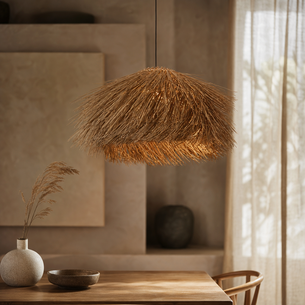 Wabi-Sabi Rattan Pendant Chandelier