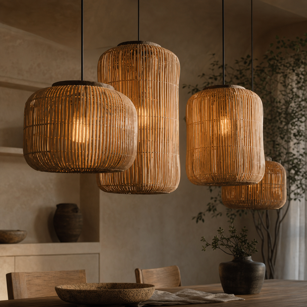 Wabi-Sabi Rattan Pendant Chandelier