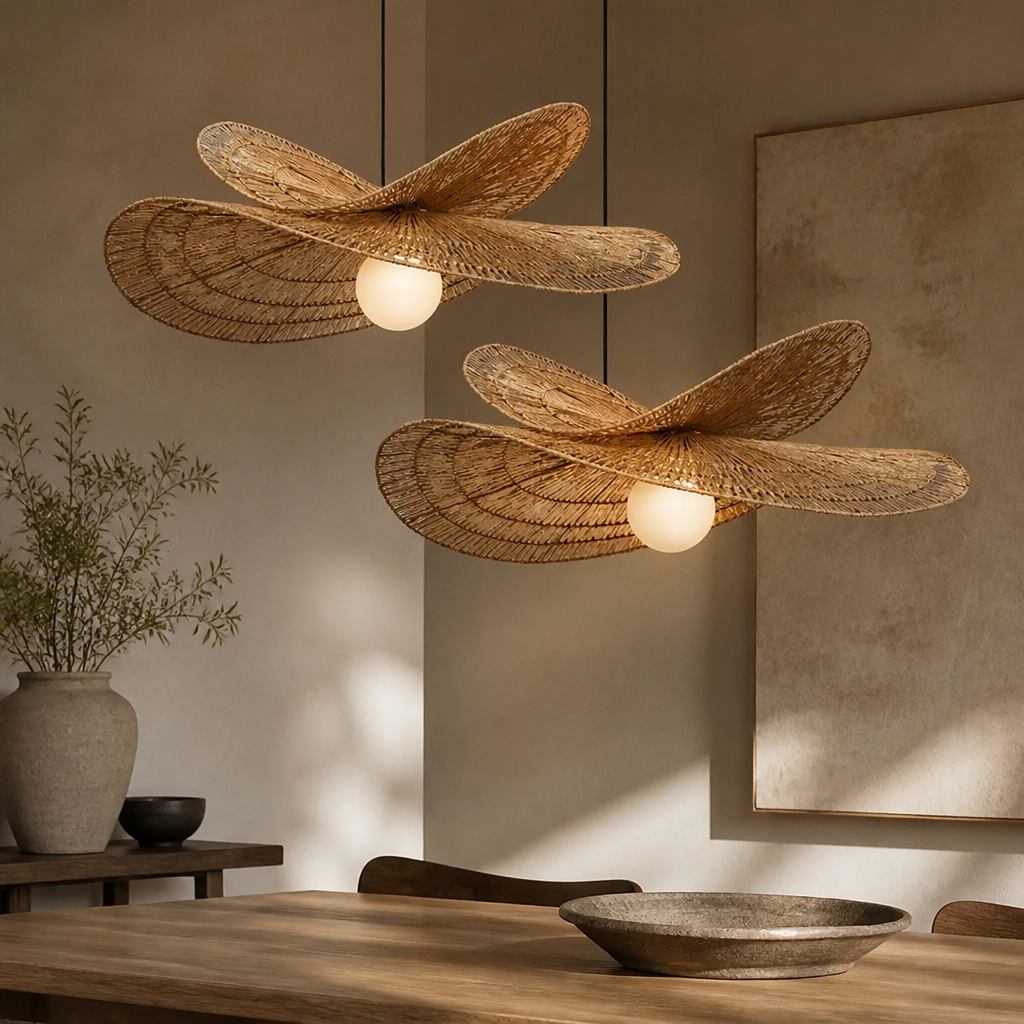 Wabi-Sabi Rattan Pendant Chandelier