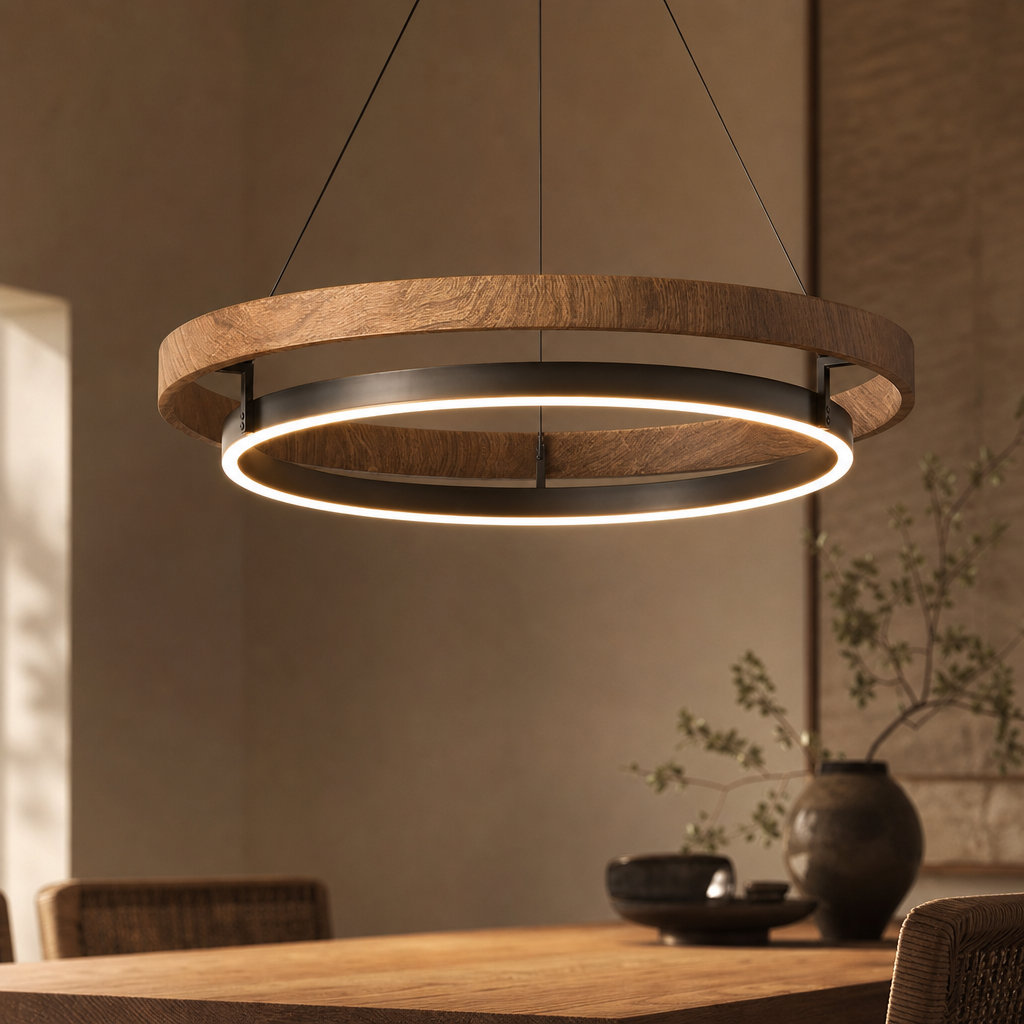 Wabi-Sabi Wood Pendant Chandelier