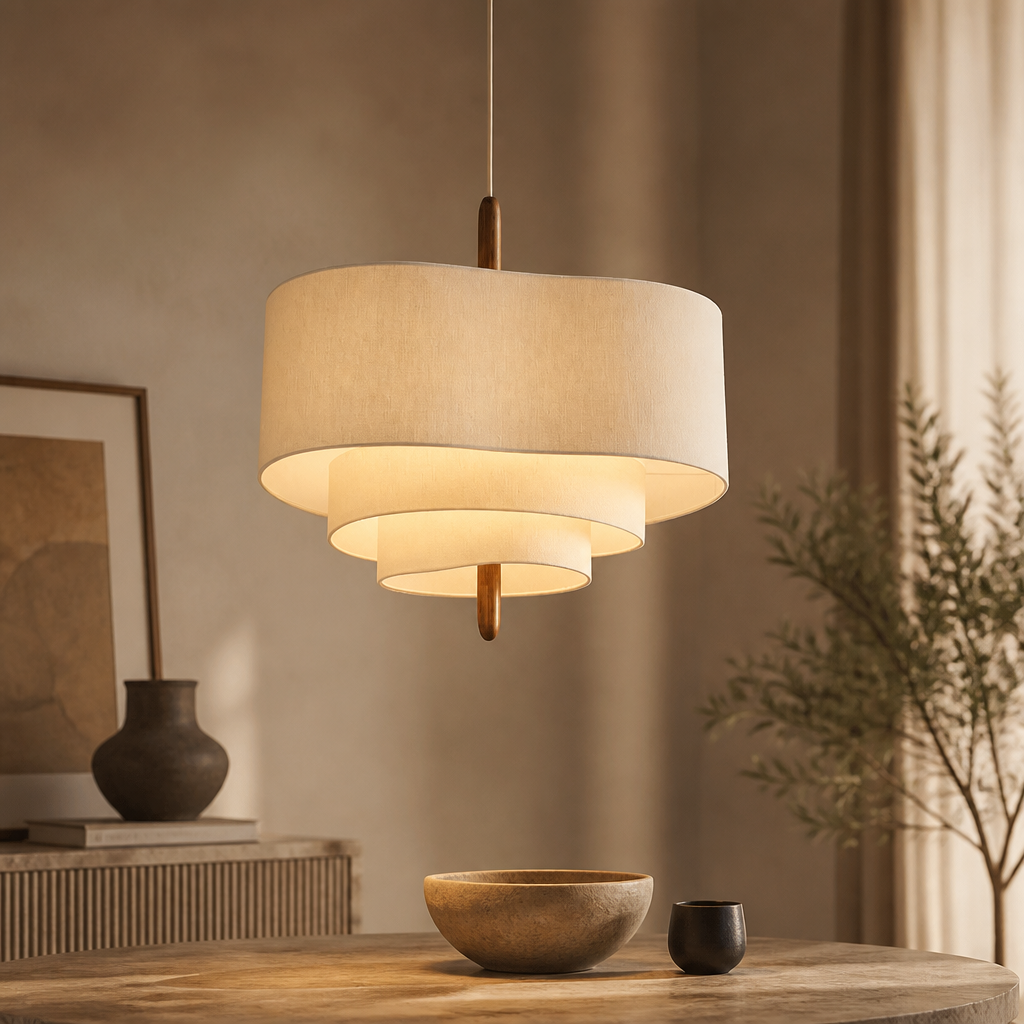 Wabi-Sabi Fabric Arc Pendant Lamp