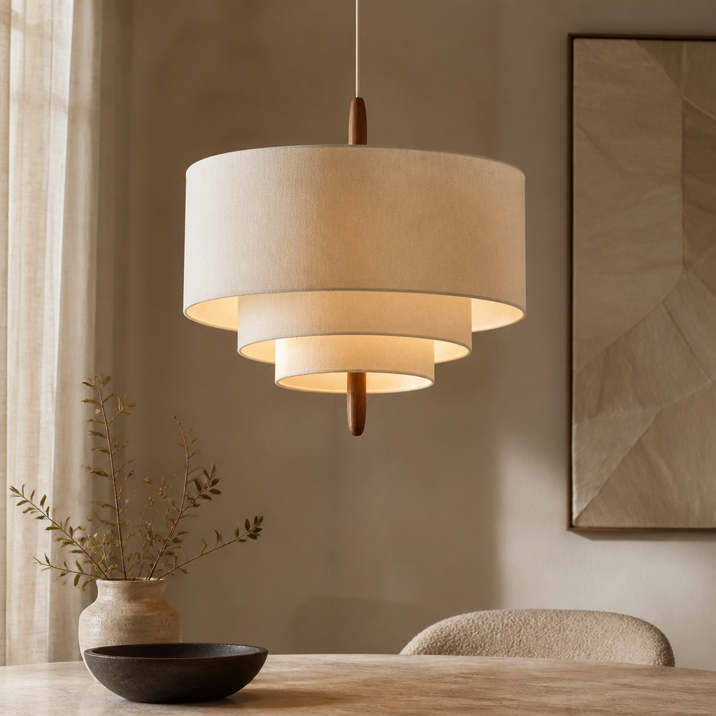 Wabi-Sabi Fabric Arc Pendant Lamp