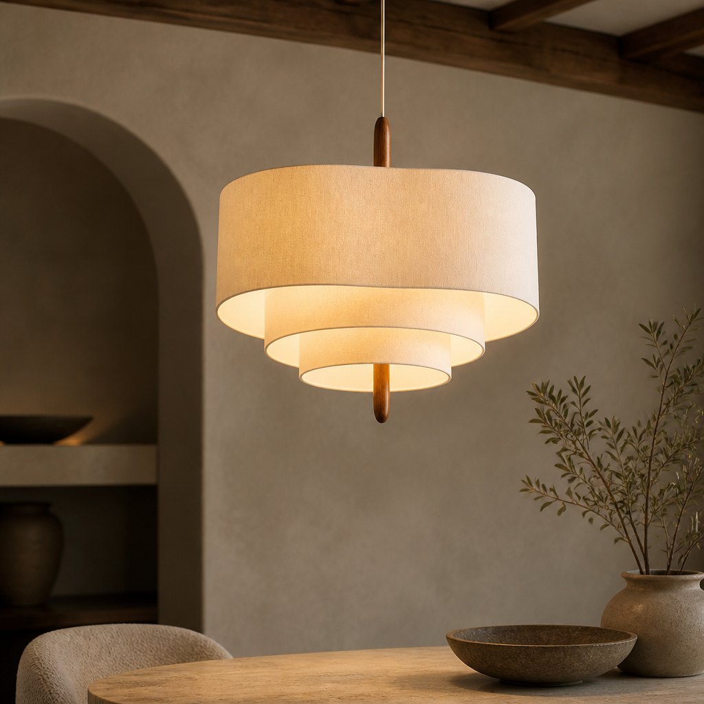 Wabi-Sabi Fabric Arc Pendant Lamp