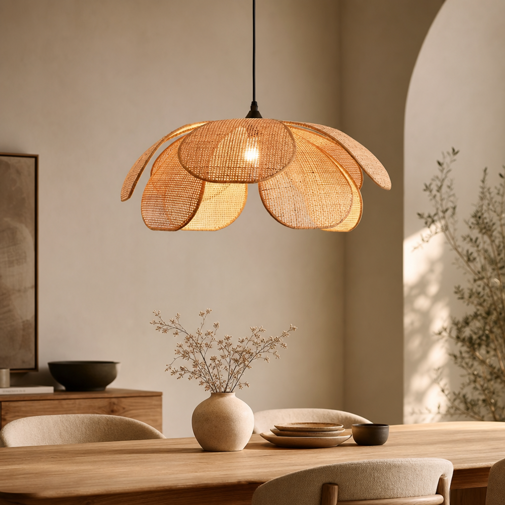 Wabi-Sabi Rattan Pendant Chandelier