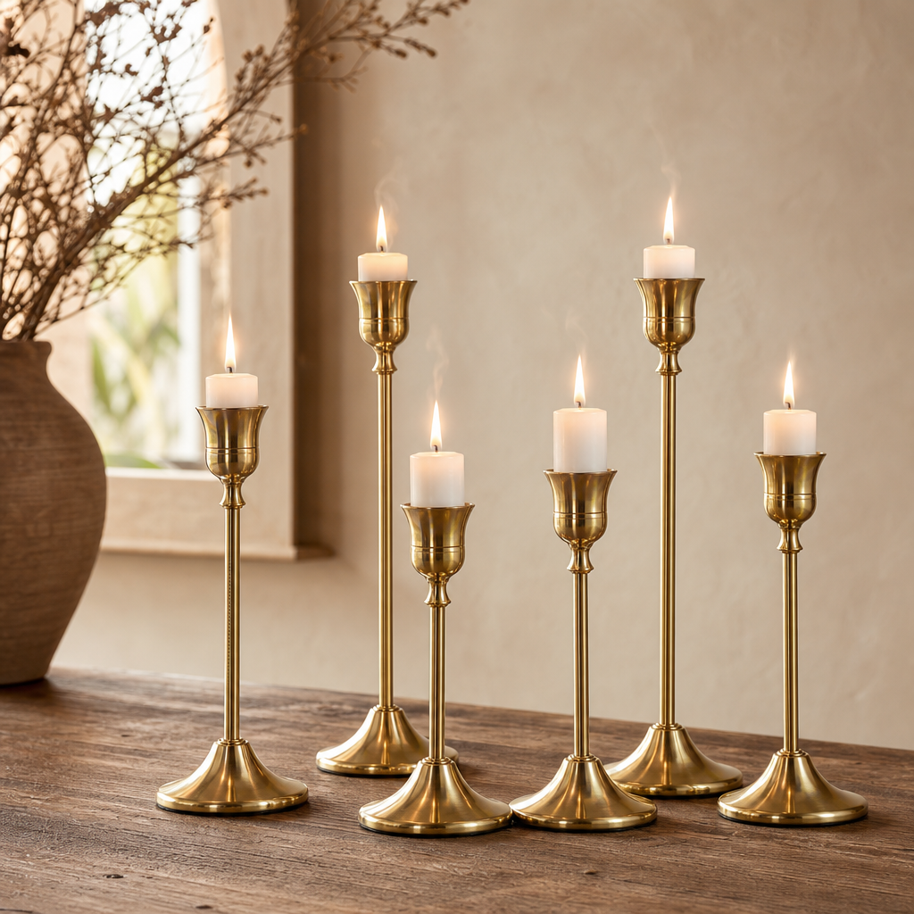 Vintage Brass Candlestick (Set of 6)