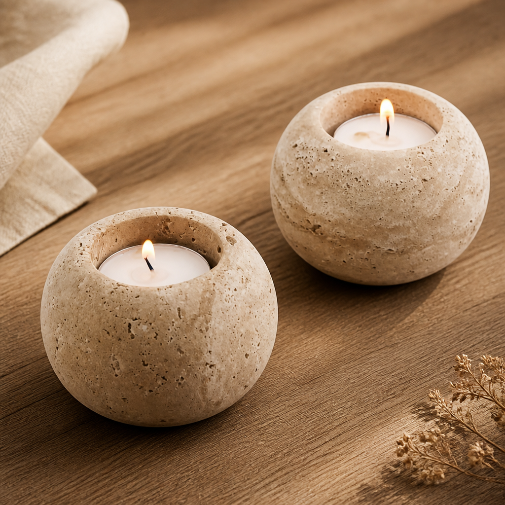 Travertine Tealight Holder (Set)