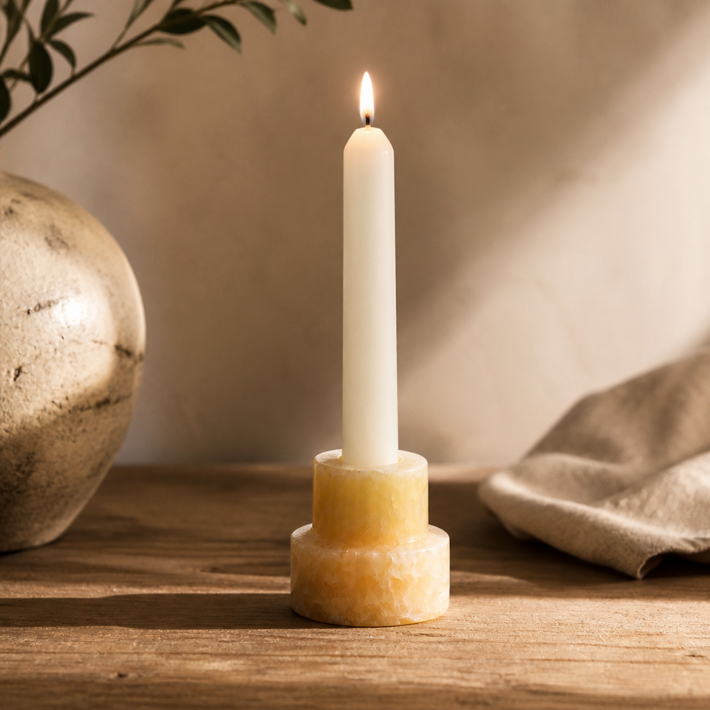 Vintage Travertine Candle Holder