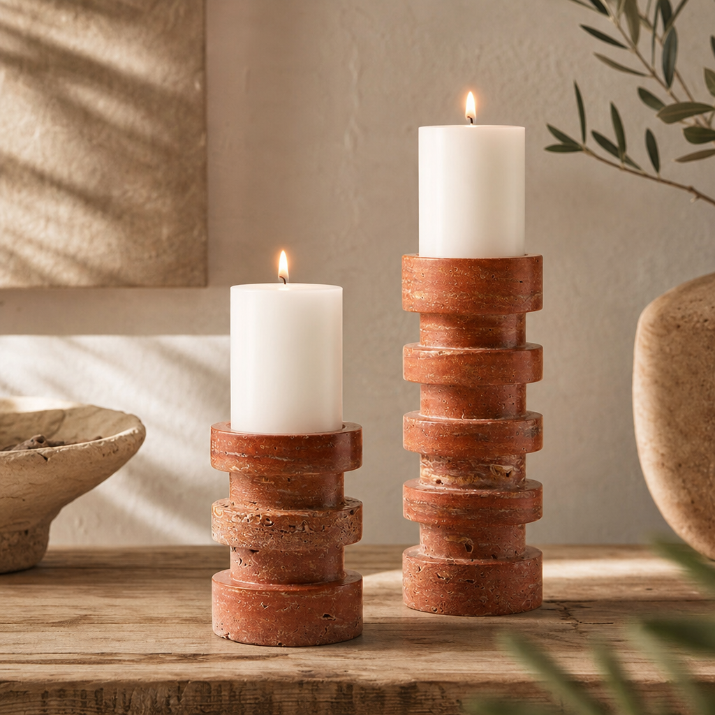Wabi-Sabi Travertine Candle Holder