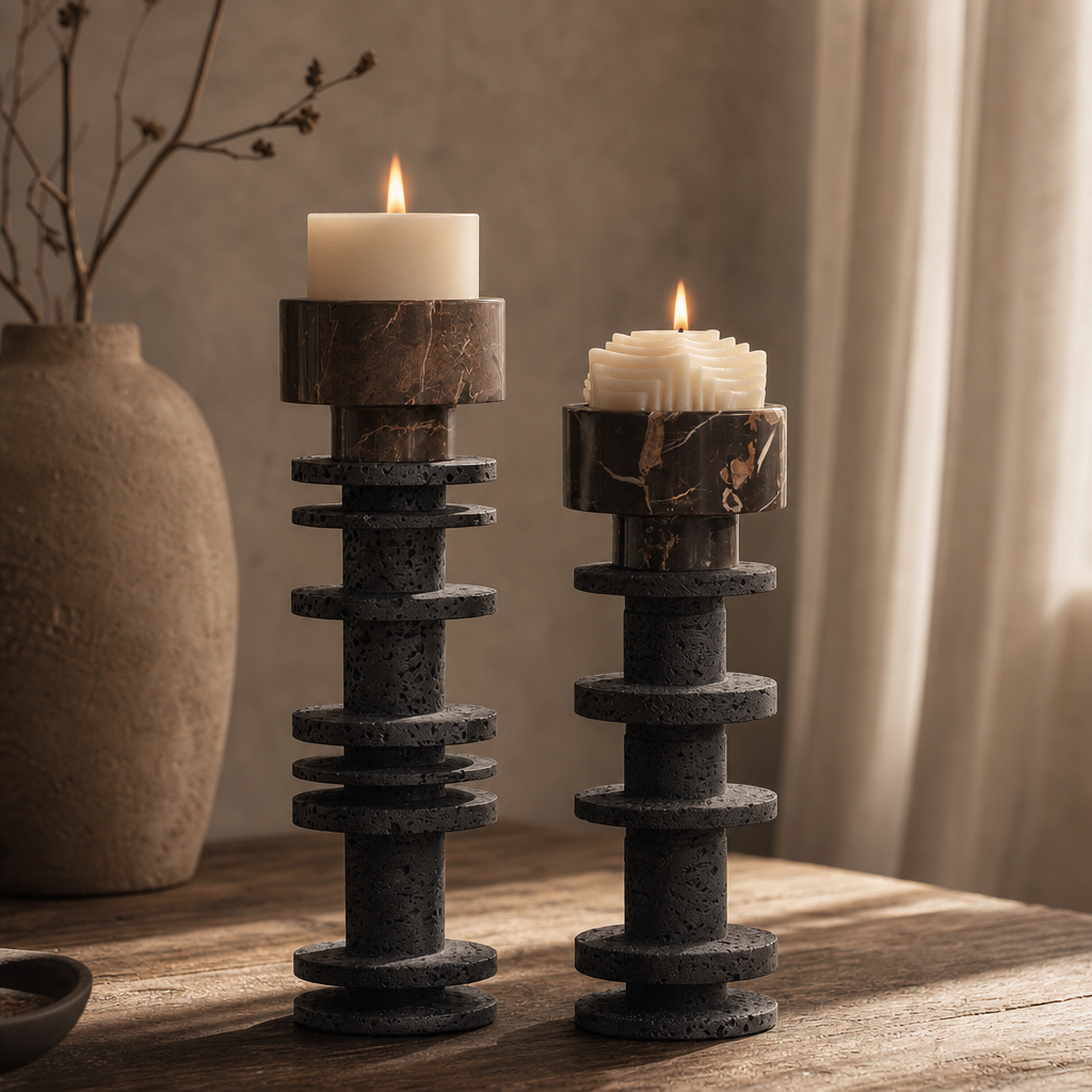 Luxury Travertine Candlestick