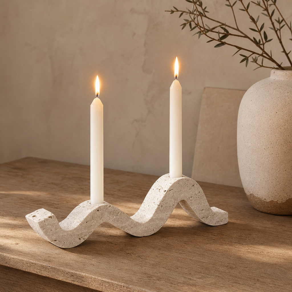 Wabi-Sabi Travertine Candle Holder