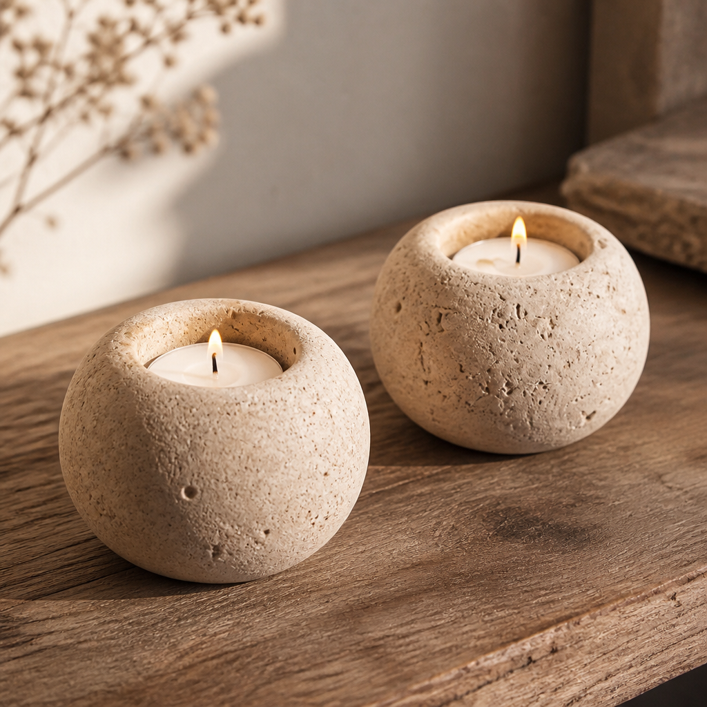 Travertine Tealight Holder (Set)