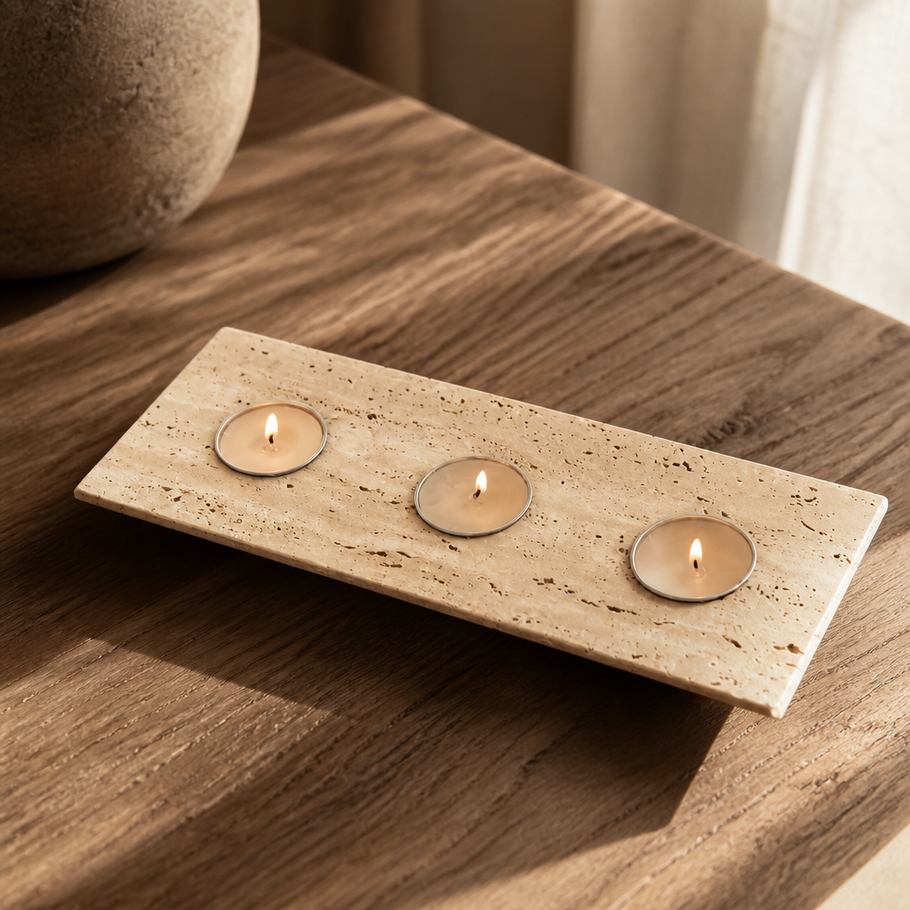 Retro Travertine Candle Holder