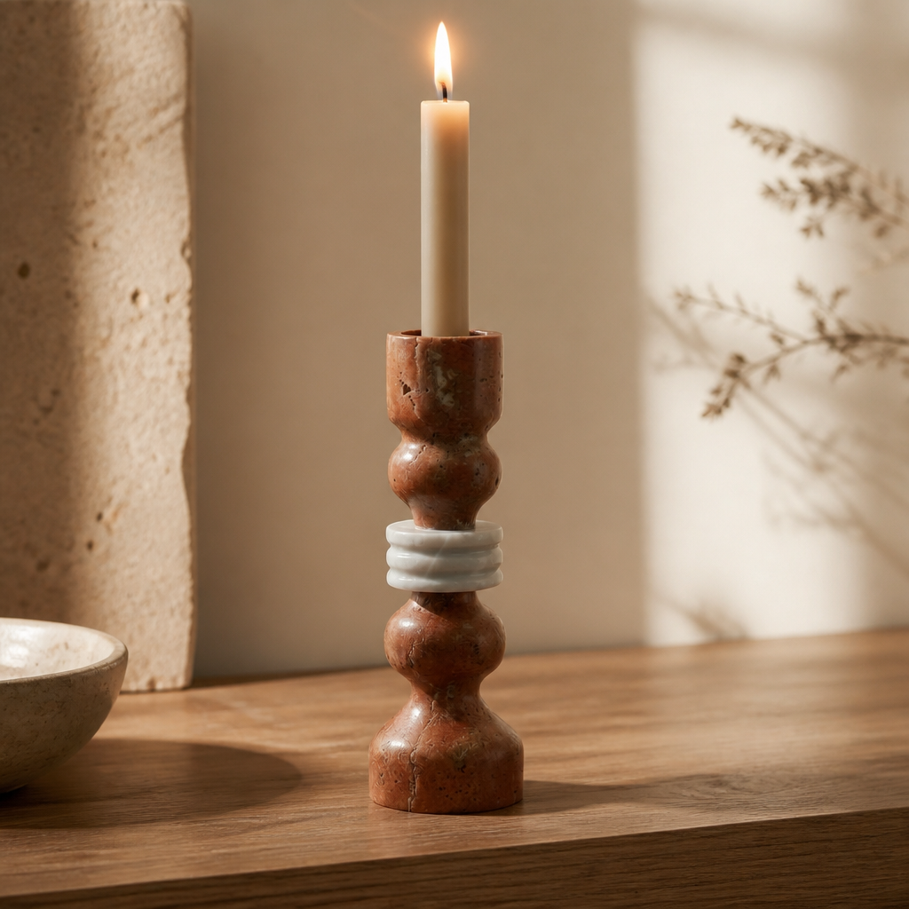Travertine Candlestick
