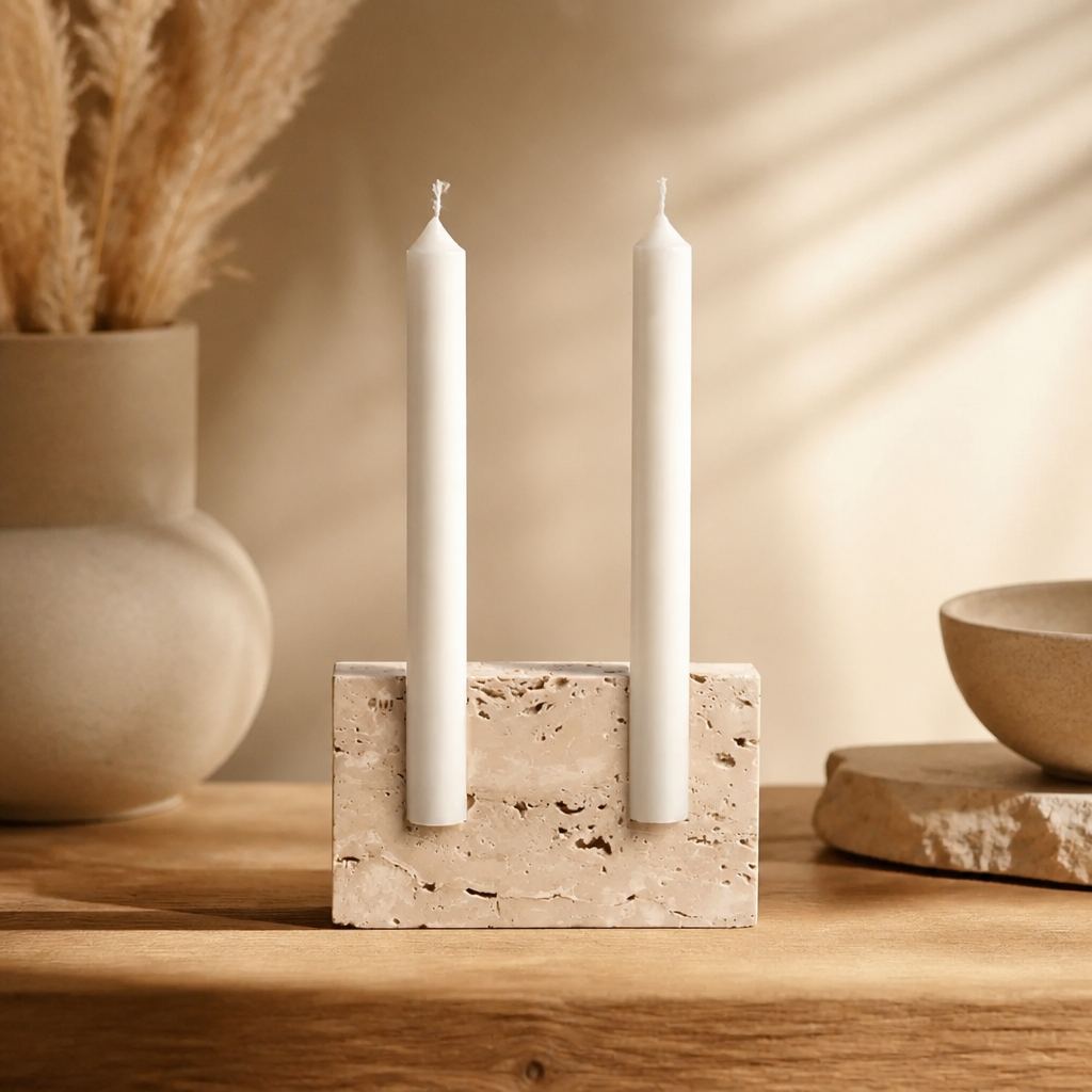 Nordic Travertine Candlestick