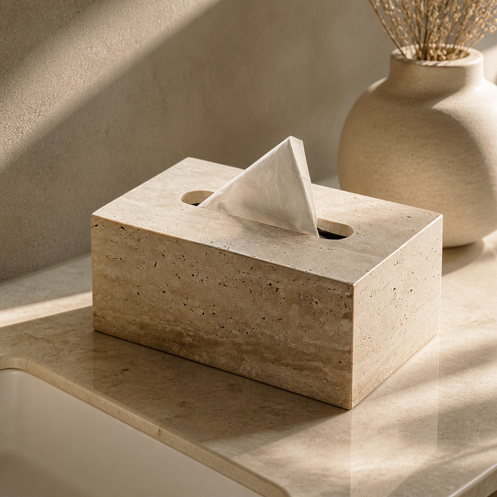 Natural Travertine Tissue Box