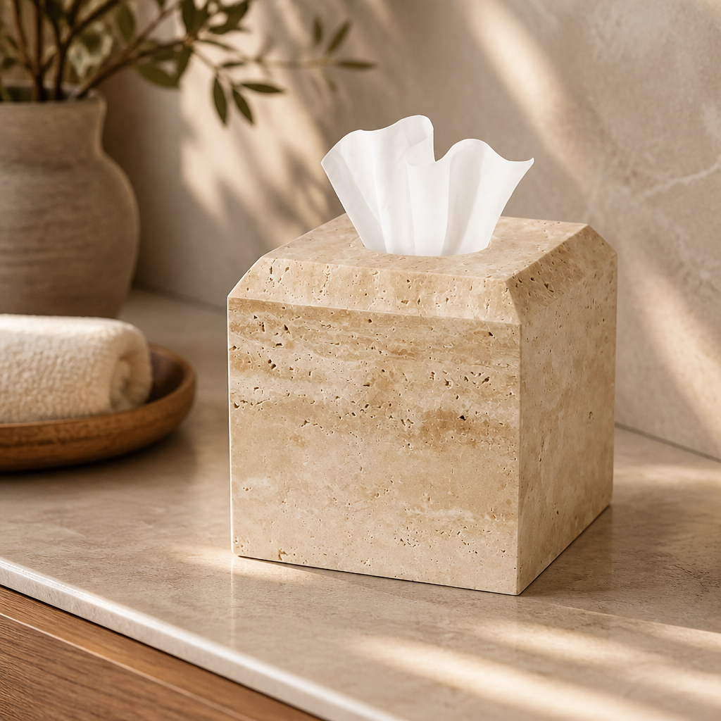 Italian Travertine Tissue Box