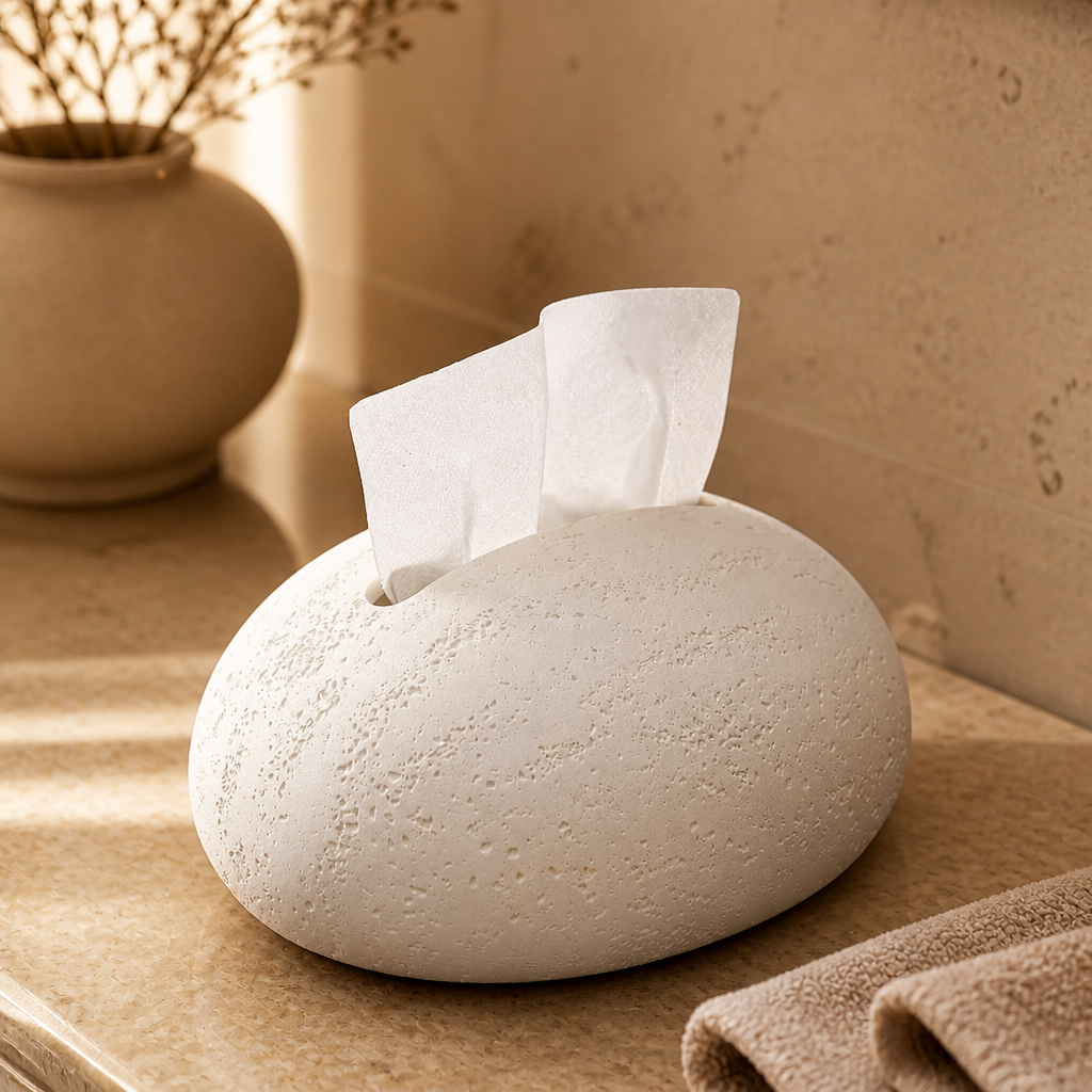 Art Deco Travertine Tissue Box