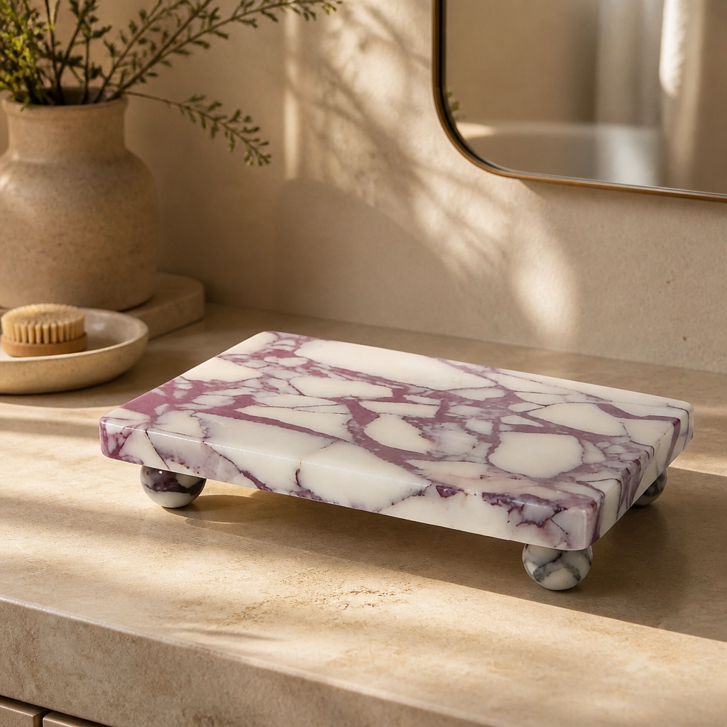 Footed Stone Catchall Tray