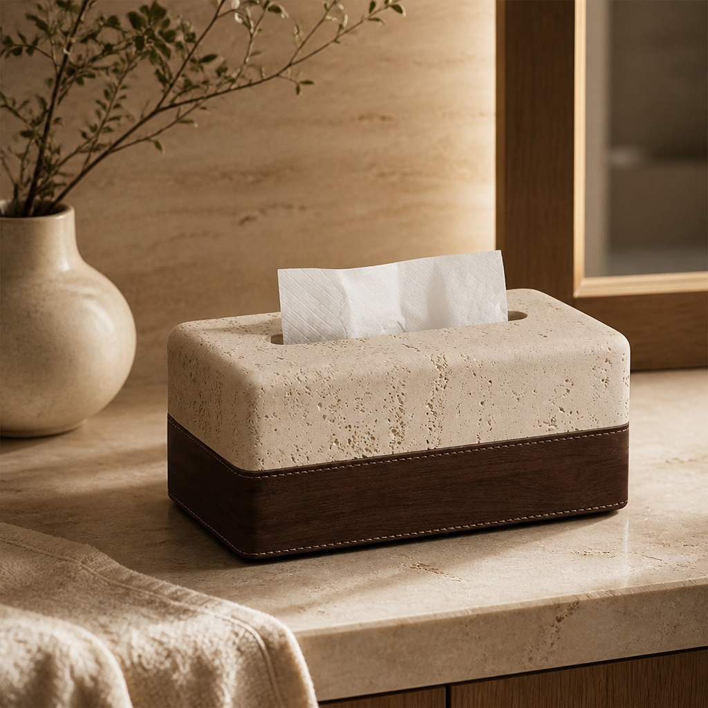 Thickened Travertine Tissue Box