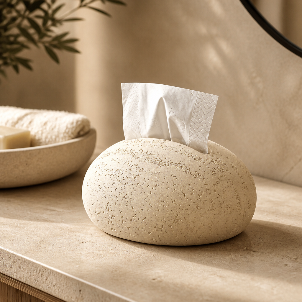 Stone-Look Travertine Tissue Box