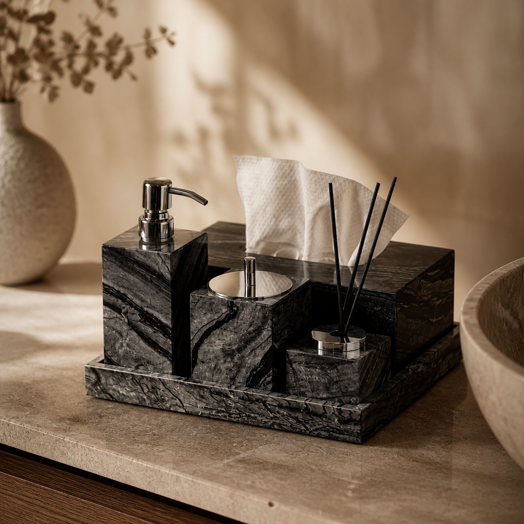 Black Marble Bathroom Set
