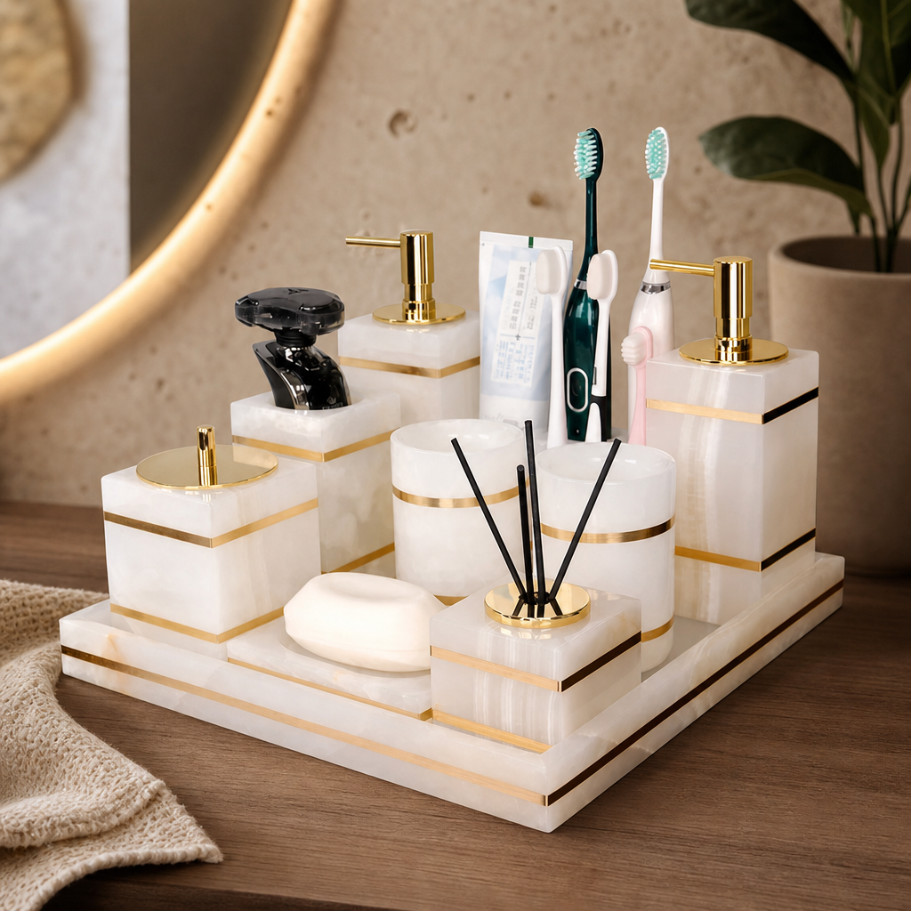Marble & Gold Bathroom Set