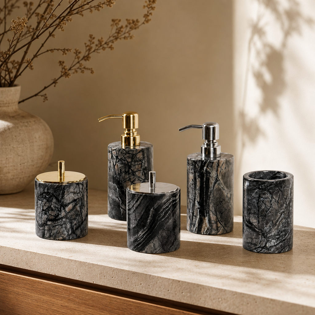 Grey Marble Bathroom Set