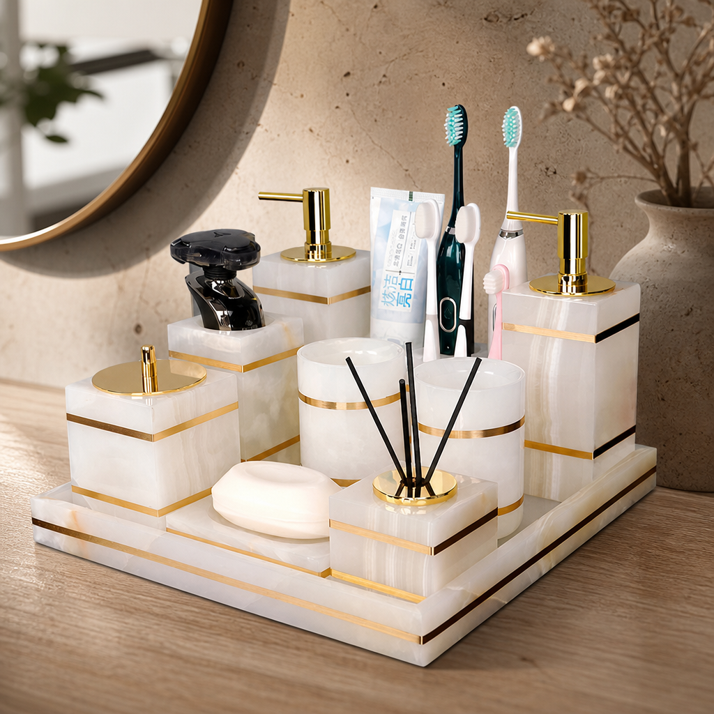 White Onyx Bathroom Set