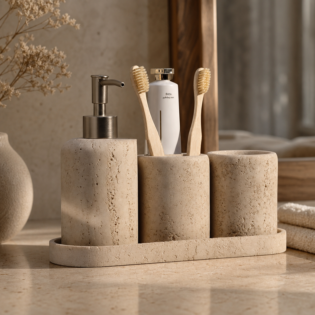 Travertine 4-Piece Bath Set