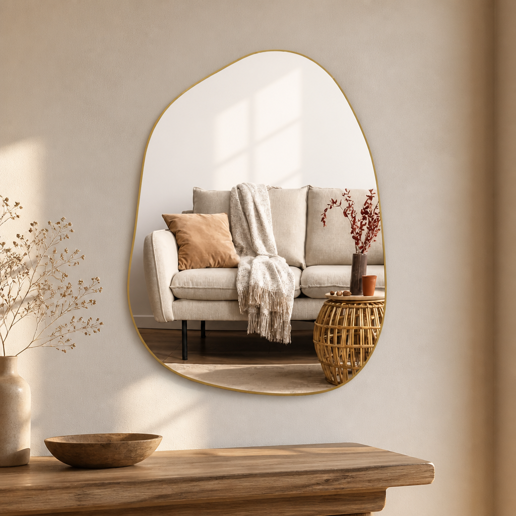 Boho Asymmetrical Gold Wall Mirror