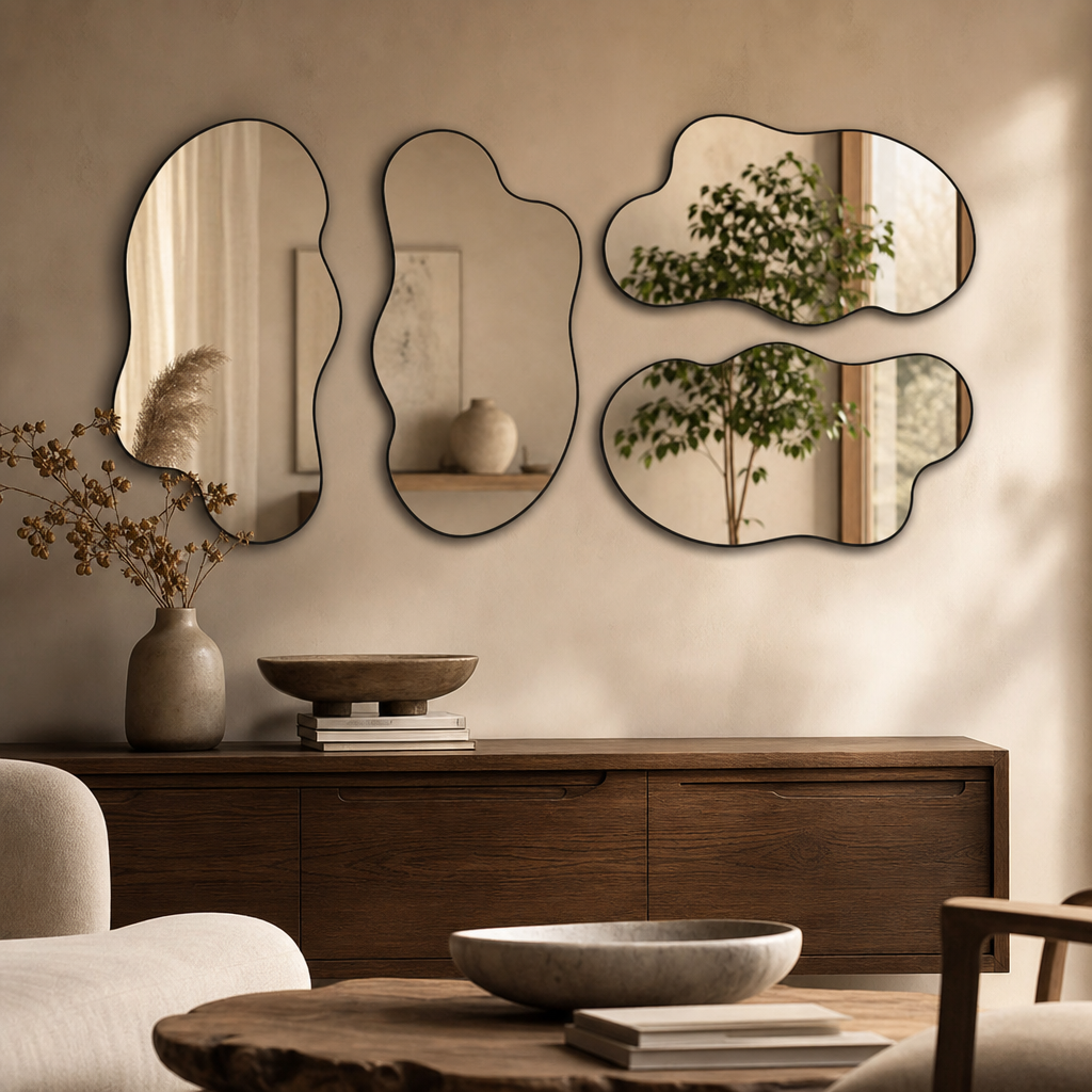 Art Deco Asymmetrical Sage Green Wall Mirror