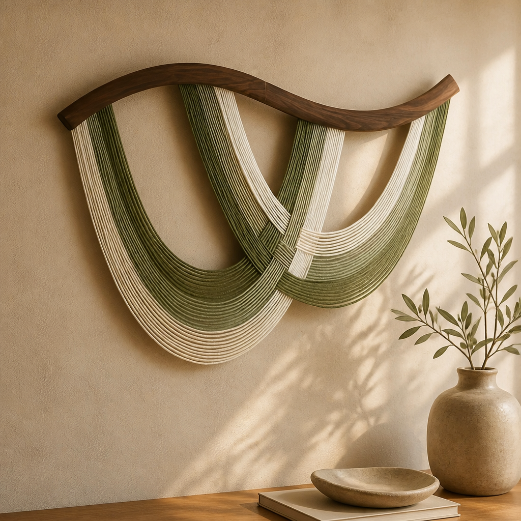 Boho Arched Beige Macrame Wall Hanging