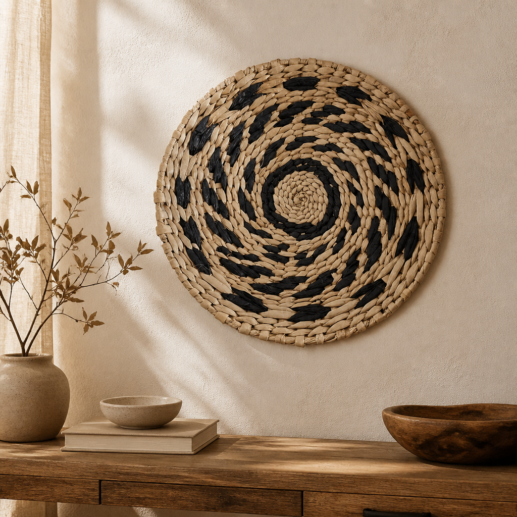 Rustic Round Natural Woven Wall Hanging