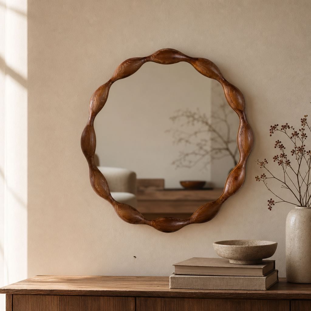 Rustic Asymmetrical Natural Wall Mirror