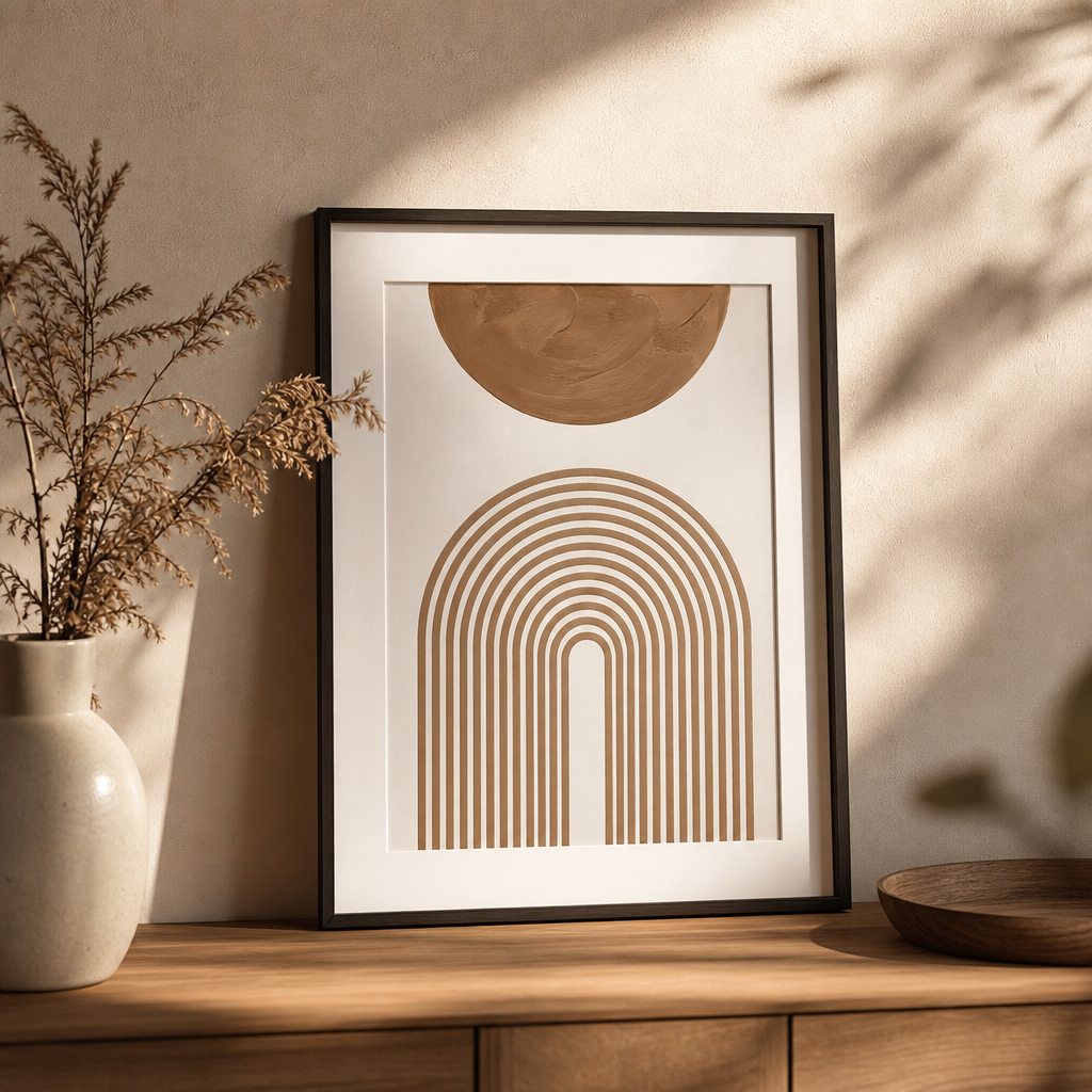 Set of 6 Boho Geometric Brown Wall Art