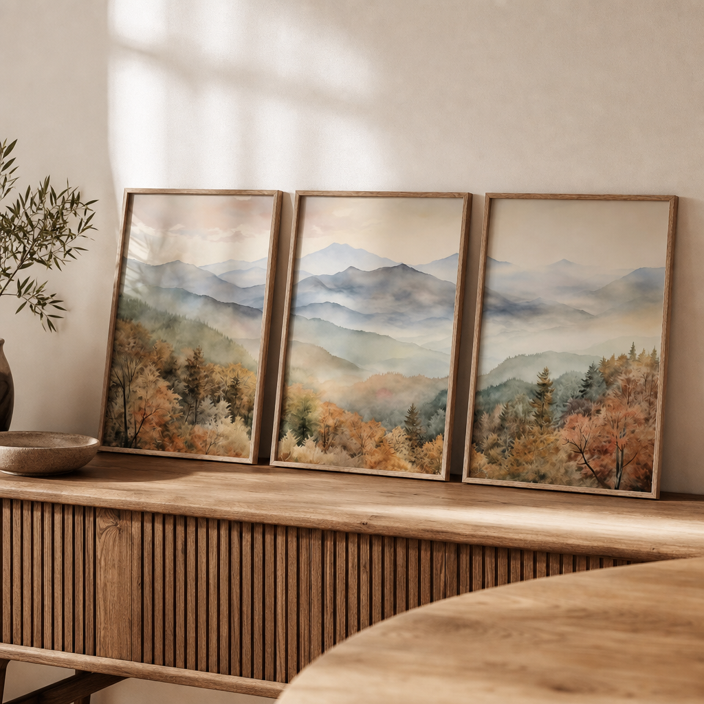 Set of 3 Japandi Canvas Wall Art