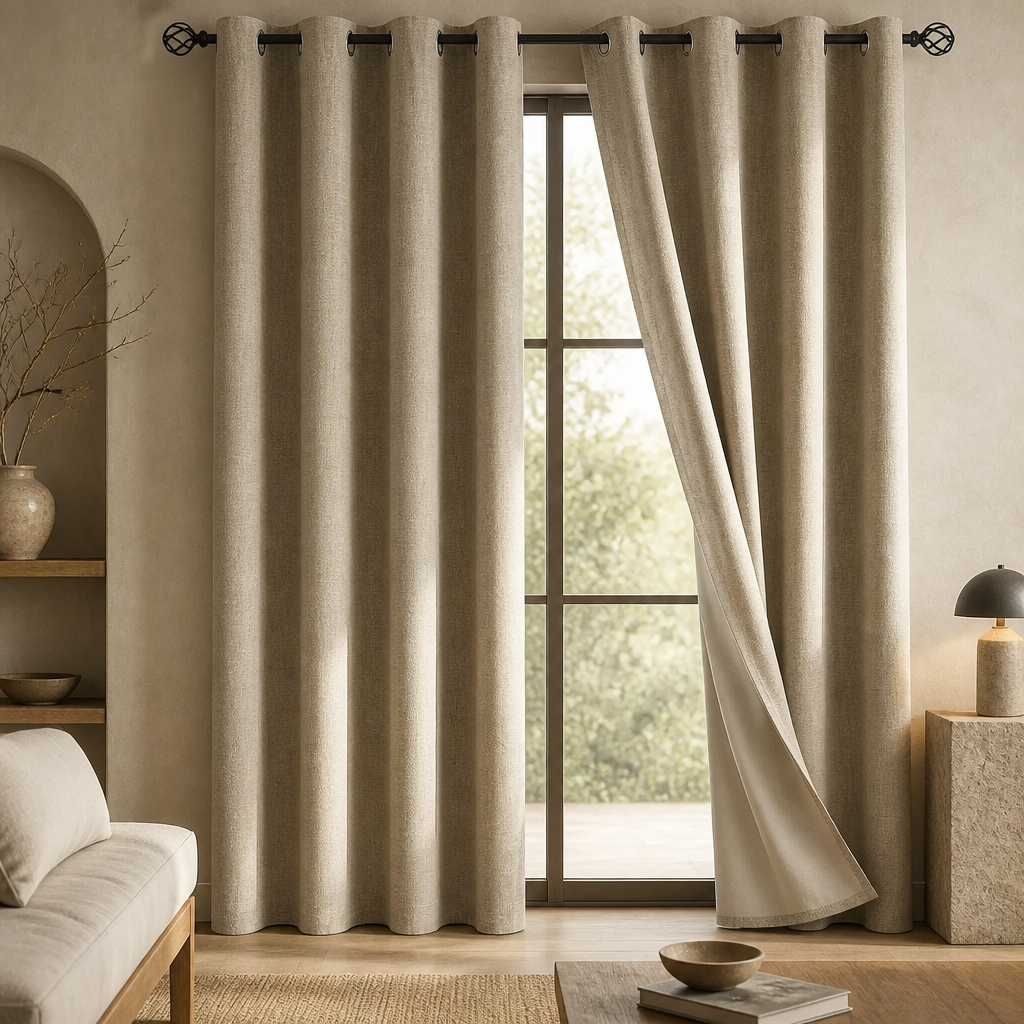 Modern Linen Blackout Curtains, 350cm
