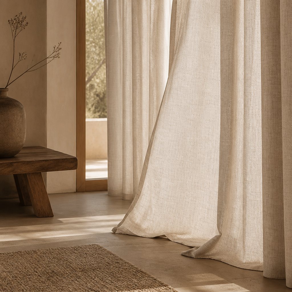 Japanese Cotton-Linen Semi-Sheer Curtains